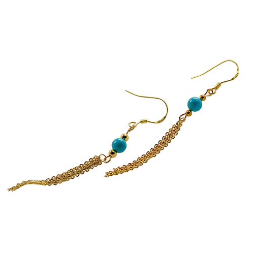 品松 Бирюзовые серьги, длинная инкрустация камня, 2019