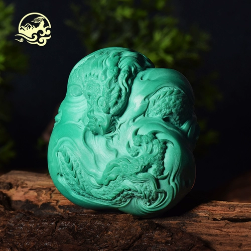 品松 Натуральная бирюзовая природная руда, резьба по камню, ручка, украшение в руку, подвеска