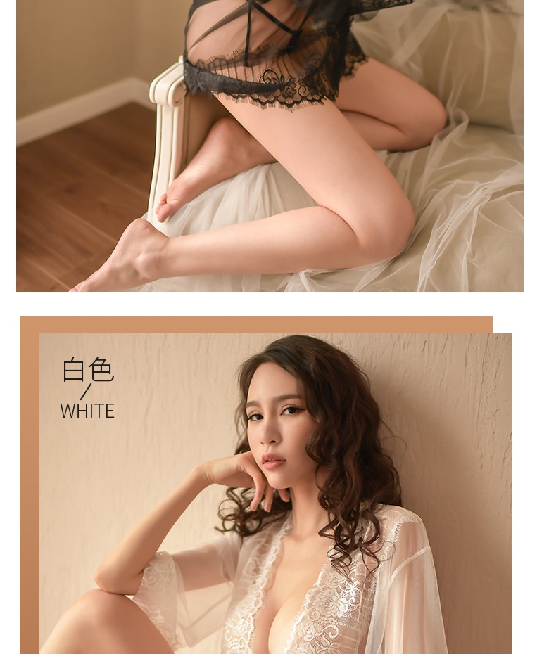 Đồ ngủ gợi cảm nữ mùa hè nóng người lớn kích thước lớn áo ngủ gợi cảm dài tay ren trong suốt vải tuyn đồ lót sao áo choàng tắm ngắn đồ ngủ nữ quần áo ngắn