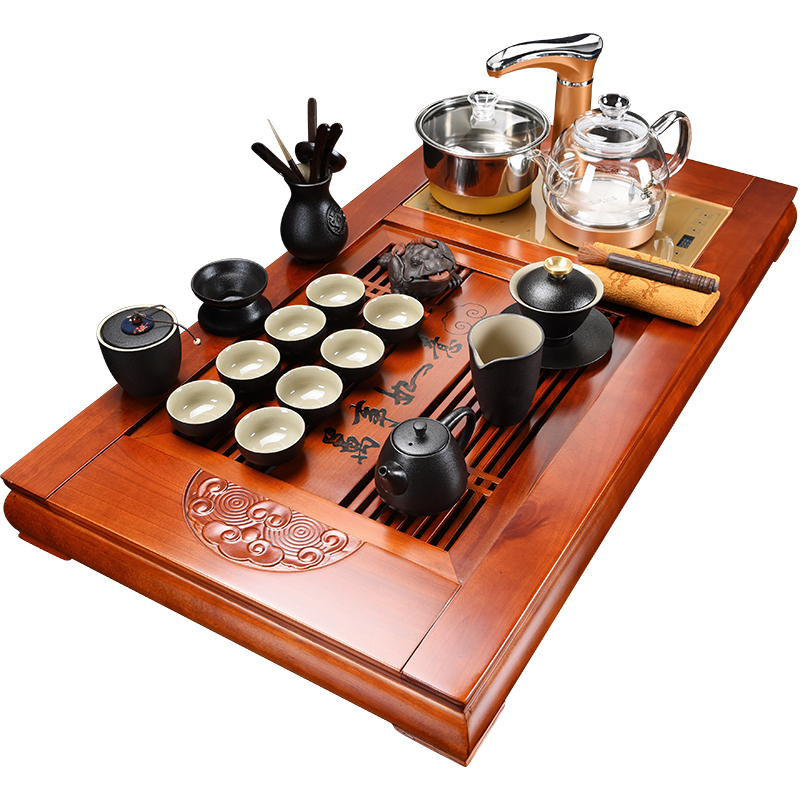 Repeatedly wang zhen hua limu kung fu tea sets household utensils of a complete set of solid wood tea tray tea set household ceramics