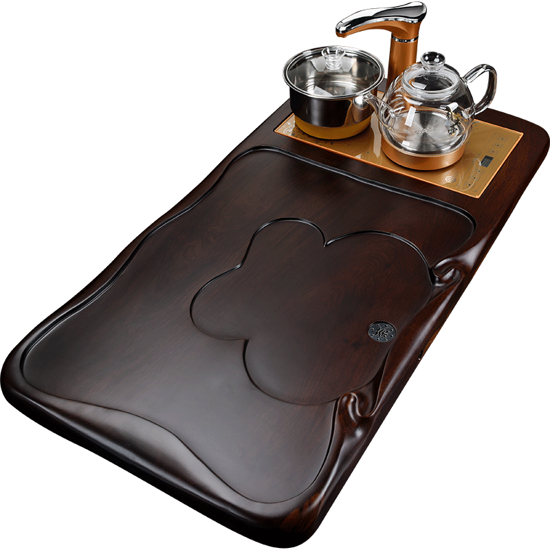 Repeatedly in automatic solid wood household kung fu tea tray of a complete set of ceramic tea set tea tray induction cooker four unity