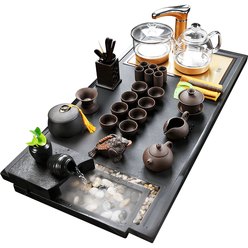 Are a popular tea tray of a complete set of tea sets electromagnetism automatic four unity sharply stone, ceramic household put modern living room