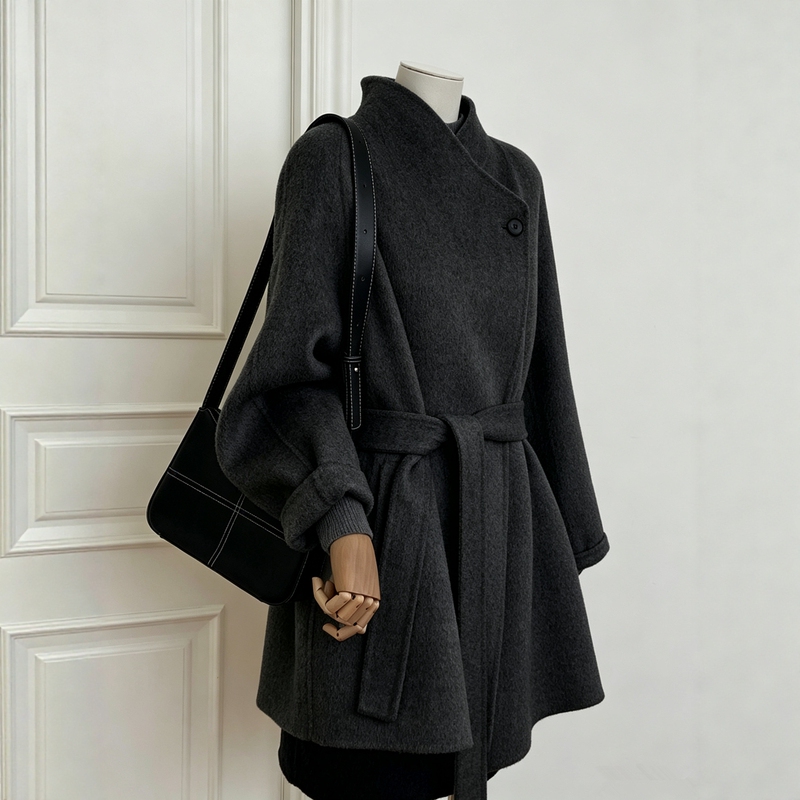 Stand Collar Double-Sided Wool Coat for Women, Short Style, 2026 Autumn and Winter New Korean Style, Lazy Style, High-End Woolen Coat Stand Collar Double-Sided Wool Coat for Women, Short Style, 2026 Autumn and Winter New Korean Style, Lazy Style, High-End Woolen Coat