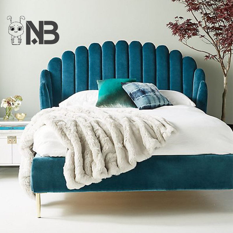 Nordic velvet princess bed ins style designer fashion fabric wedding bed modern minimalist double bed 1 8 master bedroom