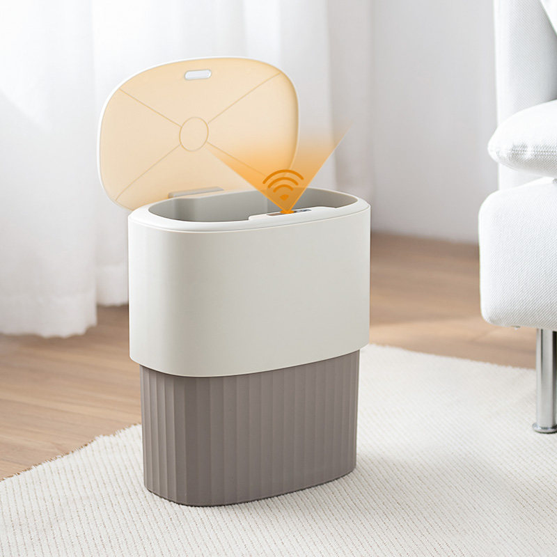 Smart trash can home with cover living room high-end toilet toilet paper basket kitchen Nordic press type pulling tube