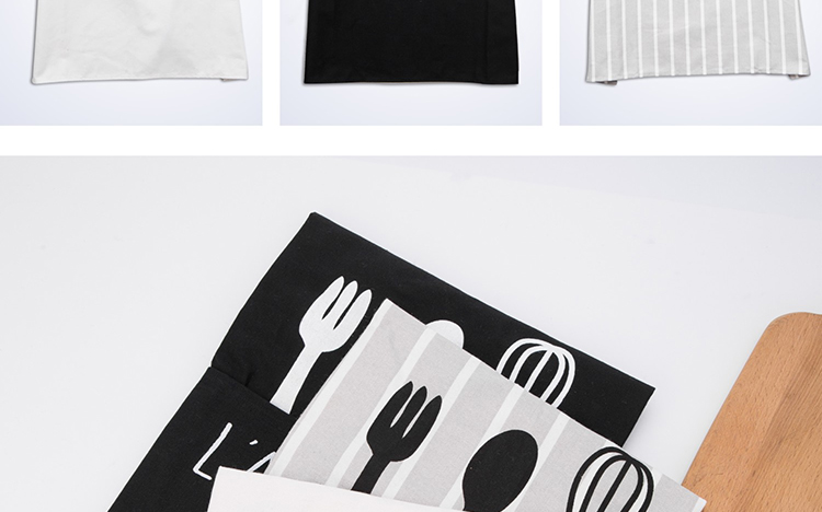 Beth shan han edition fashion bakery kitchen household porcelain in northern wind cloth art bust apron, black and white stripes