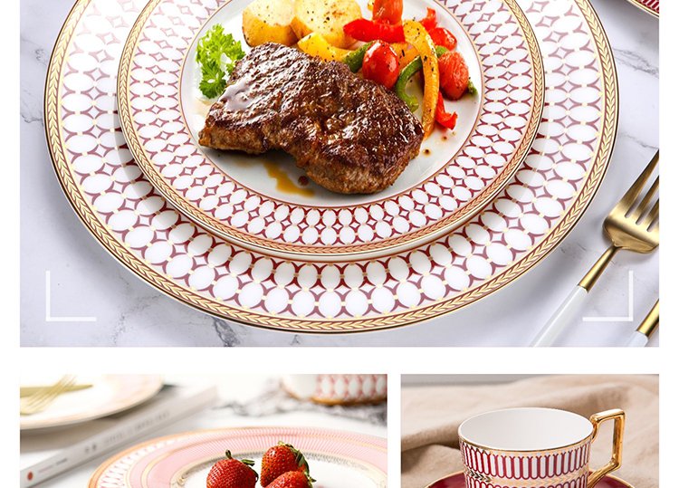 Red yao jin ou ipads porcelain dessert plate ceramic plate beefsteak plates afternoon tea heart cake pan suits for