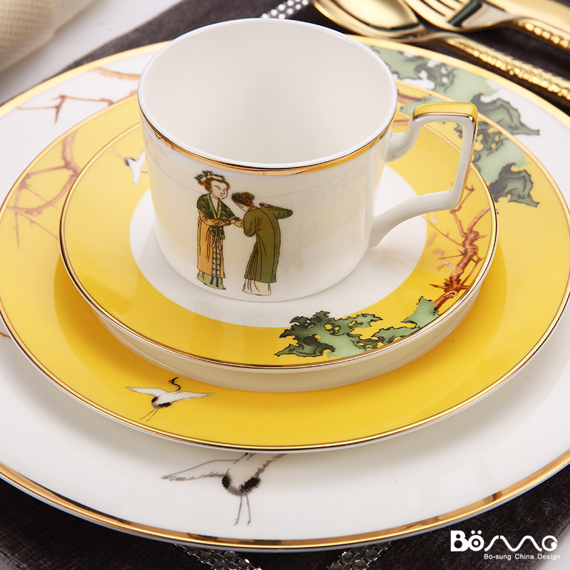 The tang dynasty had The plate bright yellow modern ceramic dinner plate, new Chinese style is classic example room tableware disc of sell like hot cakes