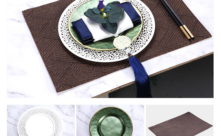 Chinese modern new Chinese style dinner plate ipads porcelain tableware set example room hall hollow out blackish green mat chopsticks sell like hot cakes