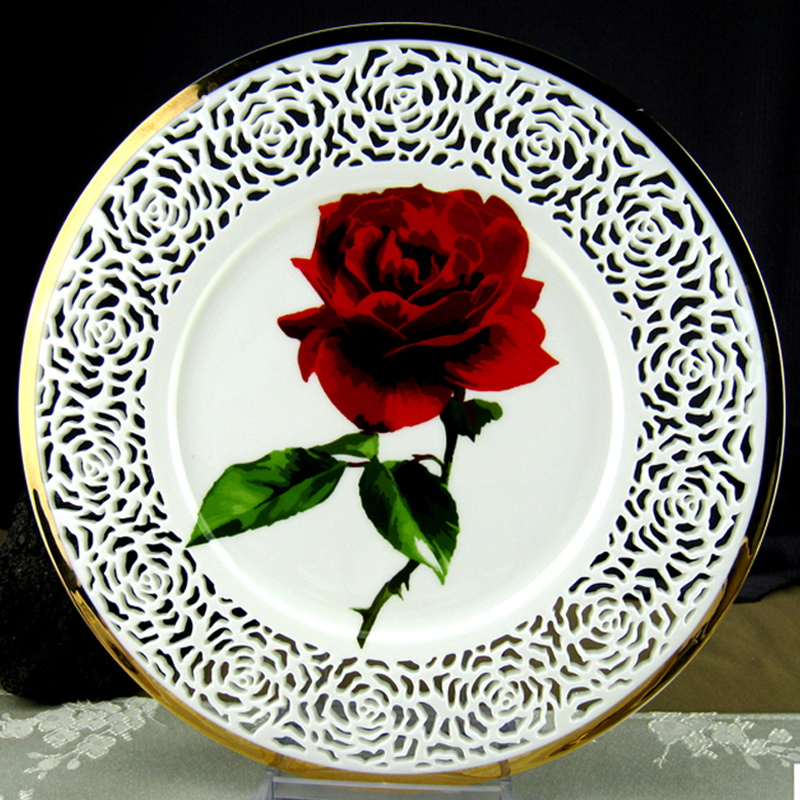 Up Phnom penh dish LvKong rose, white rose plate new classical art plate carving, ipads China plate
