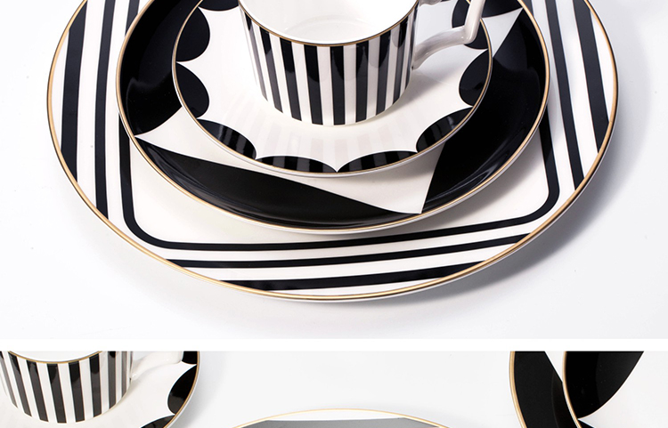 The Nordic matte enrolled, black and white stripes up phnom penh ipads porcelain tableware club coffee cup mock up room decoration soft decoration plate of sell like hot cakes