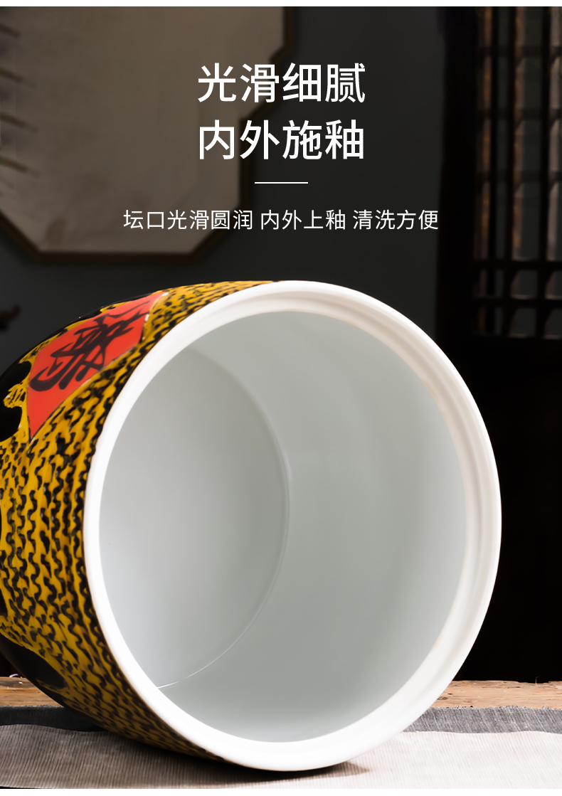 Jingdezhen ceramic barrel household with cover 10 jins 20 jins ricer box insect - resistant seal old vintage ricer box