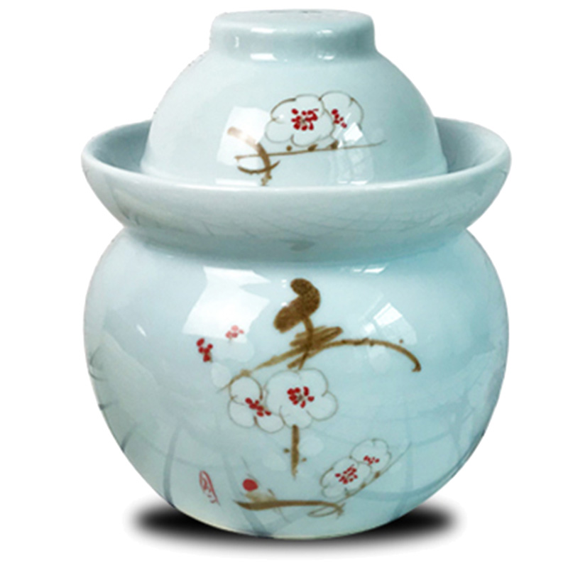 The Pickle jar ceramic household pickling salted duck dense eggs pickled vegetable grains storage tank sealing Pickle jar of jingdezhen