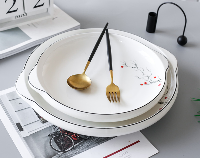 Ceramic prevent hot pepper fish head plate ear plate the features large high - grade household delicate contracted Nordic deep circular plate