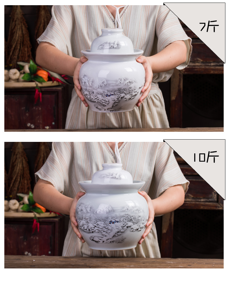 Household ceramics jingdezhen pickle jar jar pickle jar earthenware old as cans of salted pickle jar with cover seal