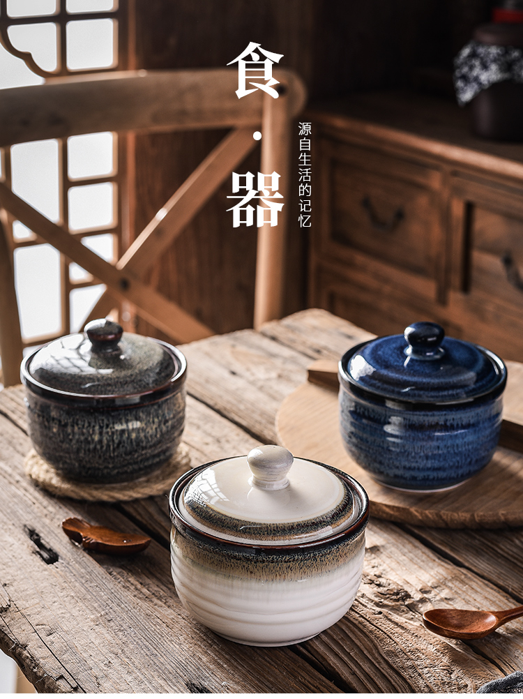 Stew ceramic bird 's nest with cover every household water Stew pot soup curing high - temperature small soup bowl, small single use