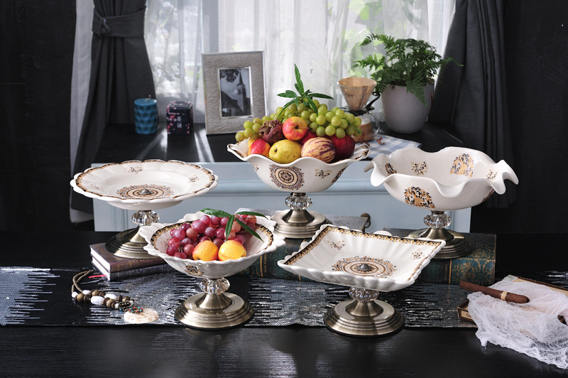 Fruit stand European ceramic Fruit bowl KTV room table place decoration key-2 luxury honourable compote