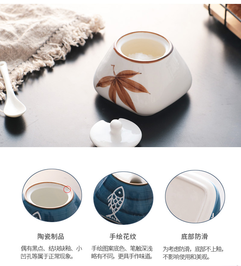 Ceramic flavor pot three - piece with the cover kitchen household necessities pot seasoning box of seasoning sauce bottles suits for