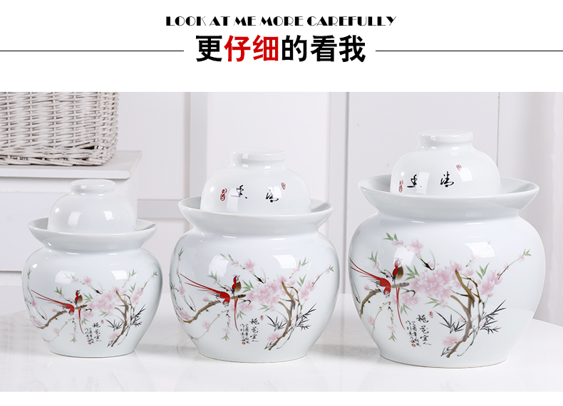 Jingdezhen ceramic pickle jar pickles cylinder seal storage jar sichuan pickled kimchi altar lead - free double cover