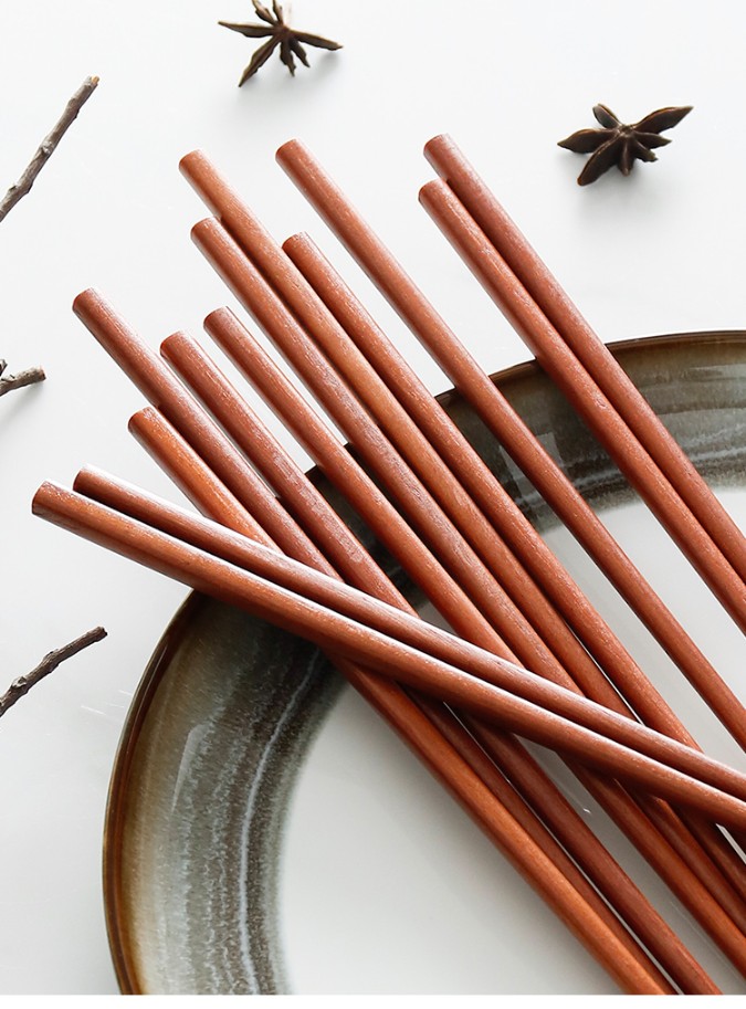 Solid Wood Logs Red Sandalwood Chopsticks 25 cm Home chopsticks Family 10 Double sets No lacquer No wax wood non-slip