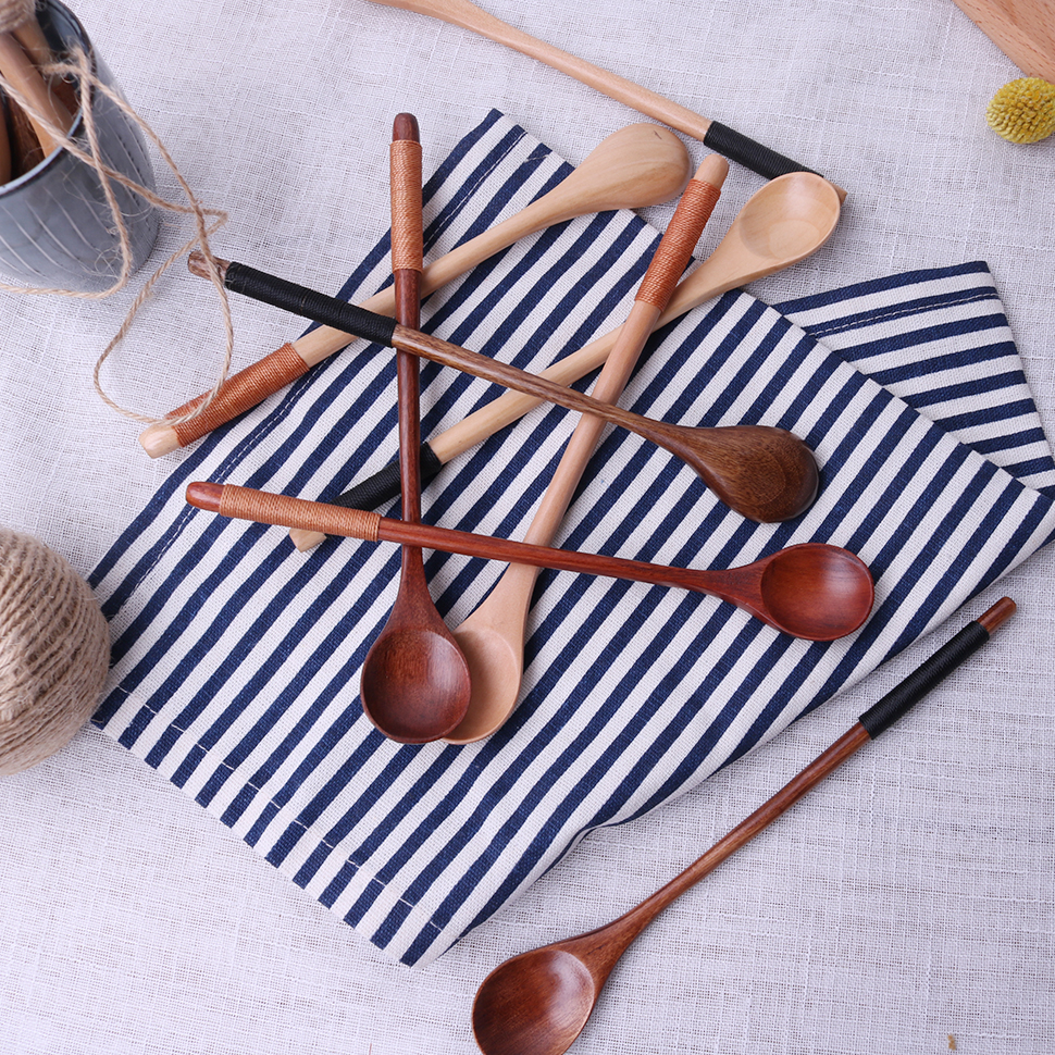 Day Style Wooden Spoon Coffee Stirring Spoon Creative Solid Wood Winding Spoon Cold Drink Spoon Long Handle Wooden Spoon Natural Environment Protection