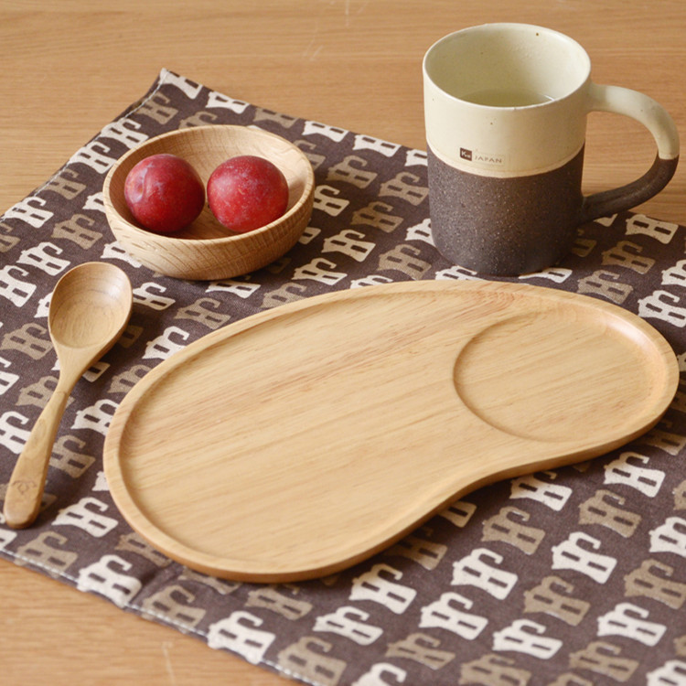 Day Style Solid Wood Nursery Dish Home Breakfast Refreshment Tray Individuality Wood Tray Eco-friendly Hotel Cutlery Waist-Shaped Wooden Dish Dinner Plate