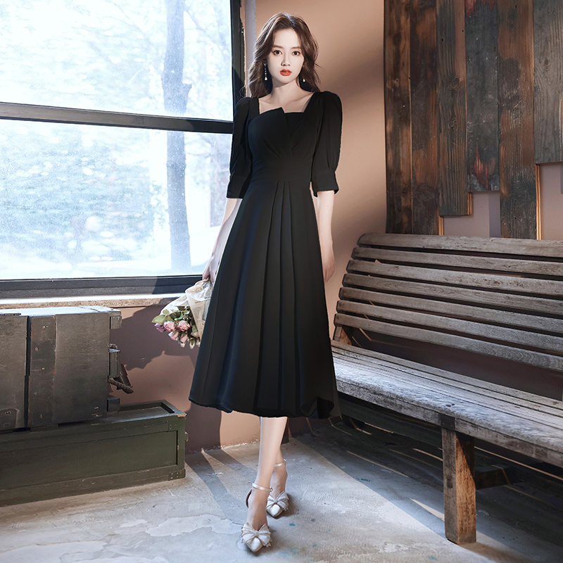  XXL+210201 Black mid -length medium sleeve  