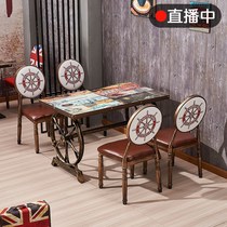 Milk tea shop table and chair combination dining table and chair simple personality leisure theme restaurant fast food snack bar table customization