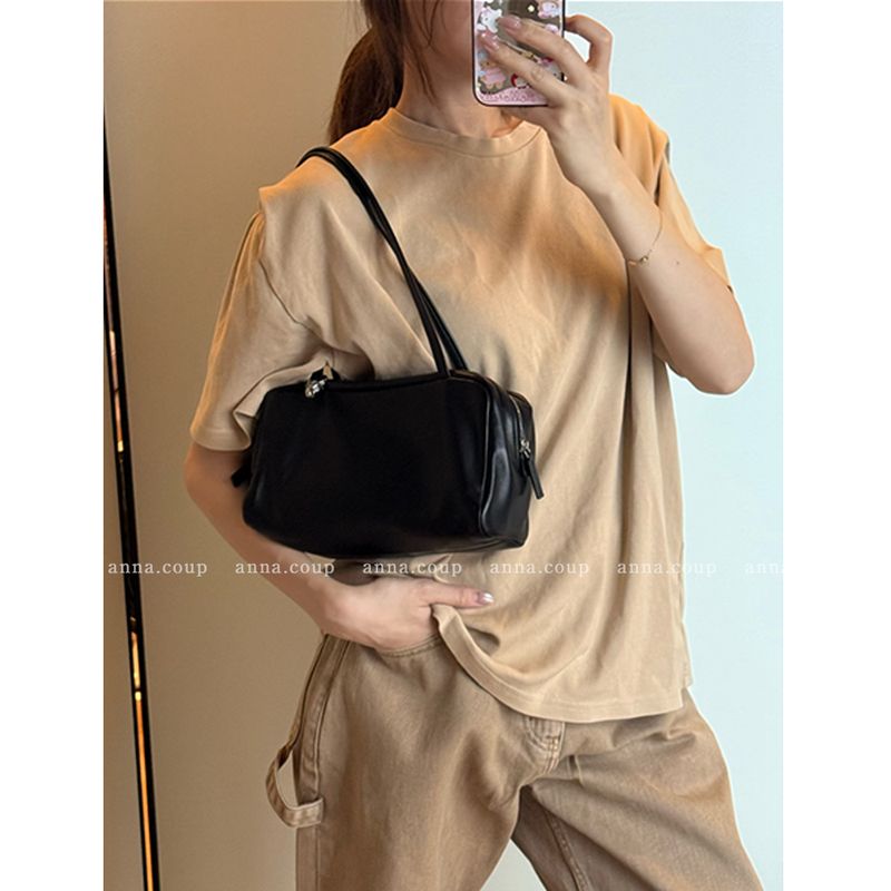 Anna Coup Italian Imported Lambskin@Stra Bowling Bag Satchel Armpit Shoulder Boston Women's Bag