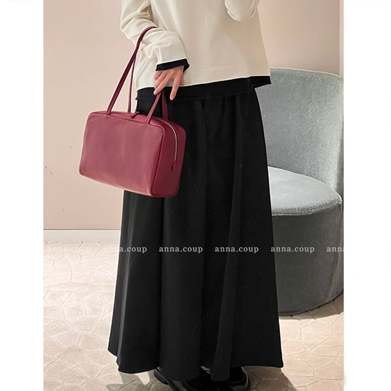 Anna Coup Italian Imported Lambskin@Stra Bowling Bag Satchel Armpit Shoulder Boston Women's Bag