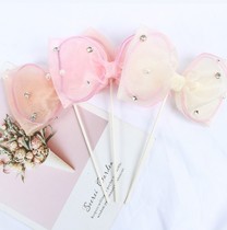 Pink Girl Heart Large with Diamond Bow Pink Little Princess Birthday Dessert Dress Bake Cake Decoration