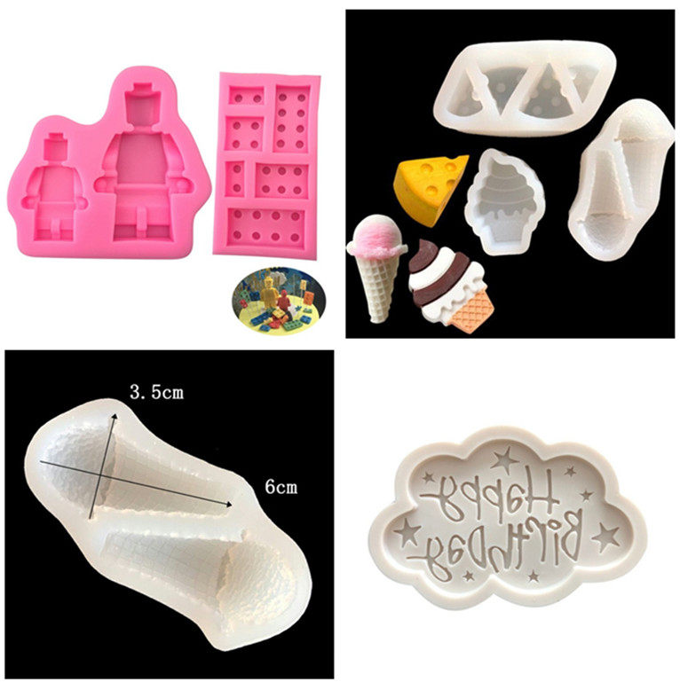 Robot Building Blocks Silicone Cake Mold Cloud Sweet Drum Ice Cream Silicone Mold Cake Decoration