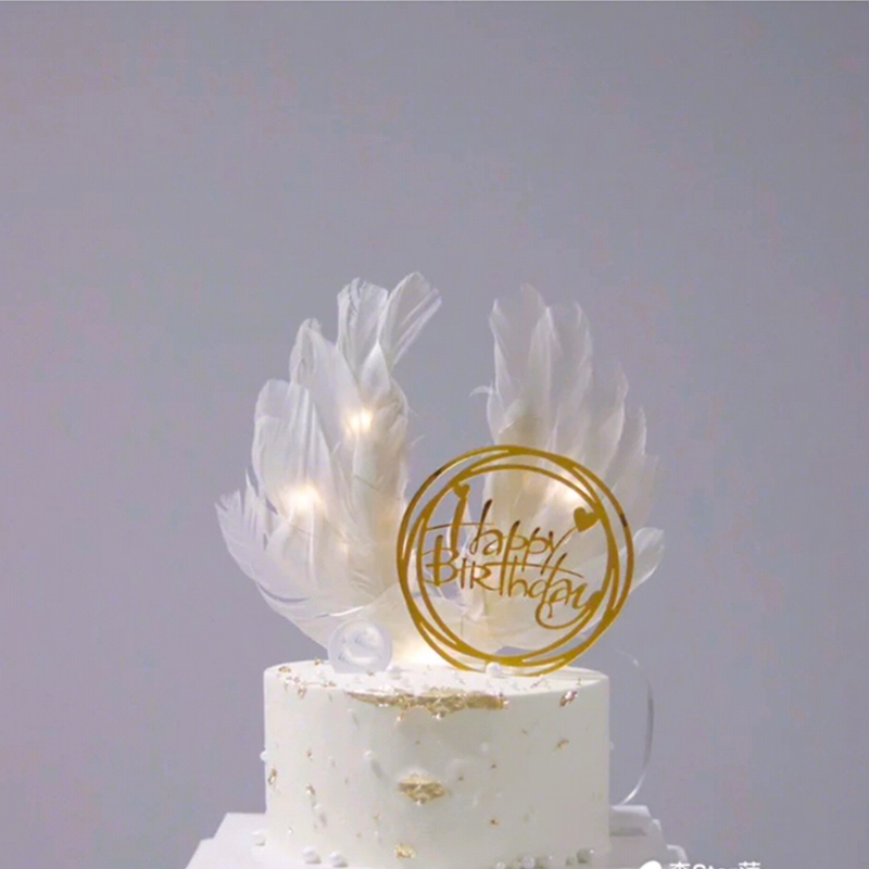 Party birthday cake decoration swan card beautiful wings feathers Valentine's Day cake decoration Black Swan card