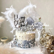 Bow cake card card balloon dog one year old baby birthday cake ornaments silver ball row deformed feathers