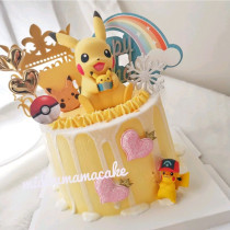 Smiley Pikachu cake decoration ornaments creative childrens cake cartoon scene decoration pet elf doll pendulum