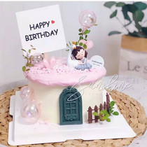 Swan girl cake ornaments dessert table cake decoration decoration colorful ball ball insert year old baby decoration