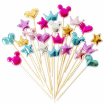 Cake decoration flag pu five-pointed star crown love cartoon cake dress-up supplies Dessert table decoration 5pcs