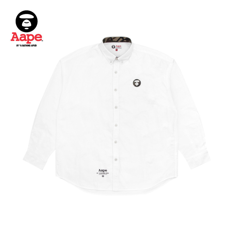 Aape men's autumn/winter ape-faced camouflage badge letter pattern long-sleeved shirt 8358XXF