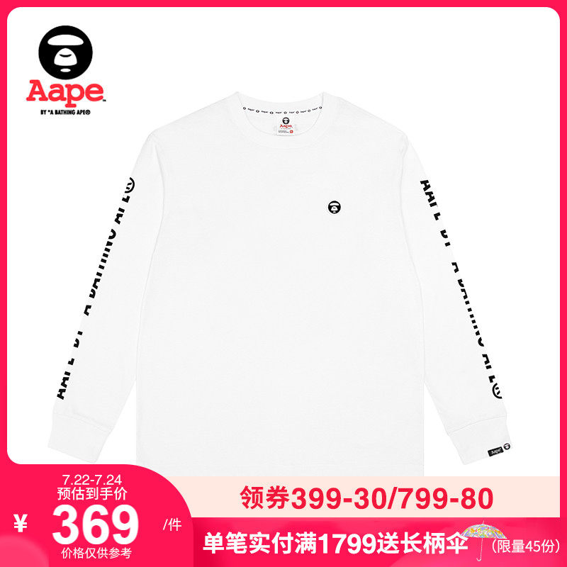 Aape men's autumn and winter ape Yan badge side letter printing trend long-sleeved T-shirt 0379XXD