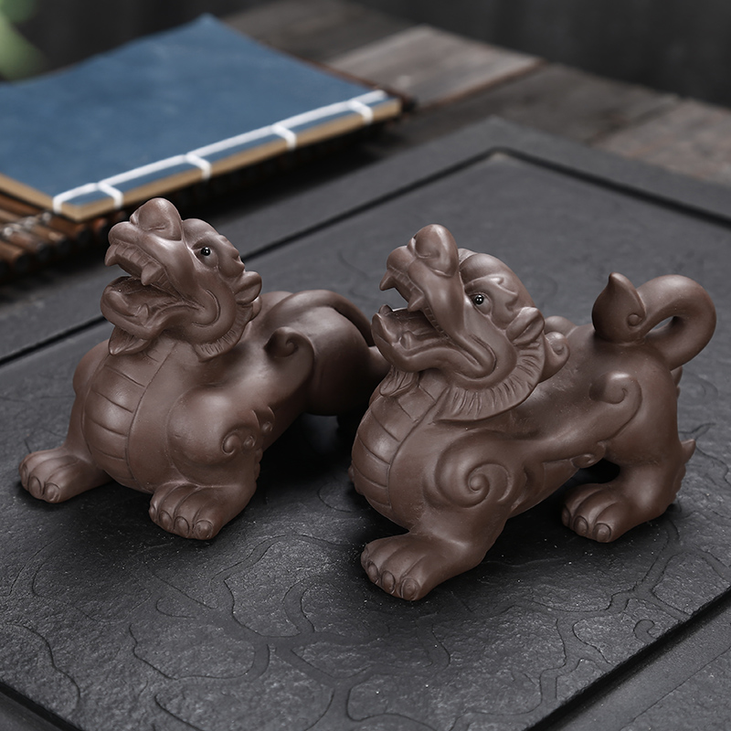 Creative hand-made purple sand recruitment and tea pet piece can support household feng shui tea tea ceremony tea accessories