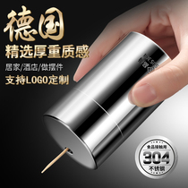 304 Stainless Steel Upscale Toothpicks Box Barrel Home Restaurant Hotel Creative Carry-on Toothpicks Silo Nordic Ins