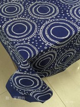 Handmade blue printed tablecloth trade export blue circle dining table cloth cover Vintage creative restaurant tablecloth art
