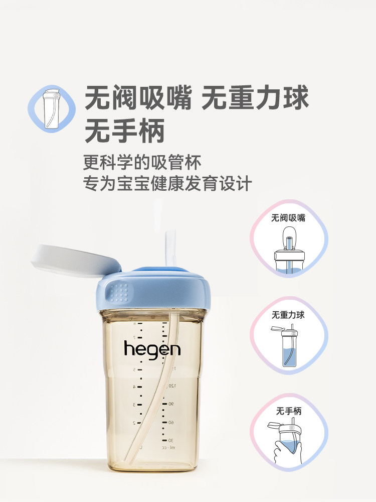 Hegen Baby Straw Cup 6-Month-Old Baby Water Cup Combination Kidsren's Special Direct Drinking Straw Milk Cup