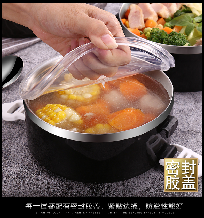 hop com cam dien Thép không gỉ cách nhiệt 304 hộp ăn trưa sinh viên ăn trưa có nắp căng tin Hàn Quốc đơn giản dành cho người lớn bộ hộp cơm giữ nhiệt lock&lock easy carry 2l lhc8039