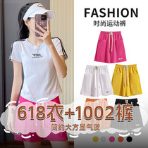 Square dance sports suit for women 2024 summer new thin casual fashion short-sleeved shorts group exercise fitness clothing