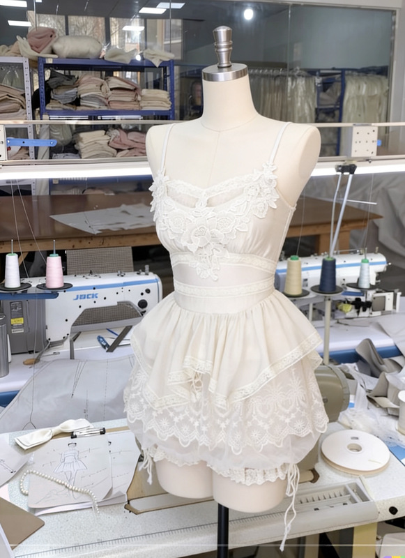 In Transit/Edwardian Maiden Romantic Skirt Vintage Three-Dimensional Lace Long Dress Antique Court Style Top