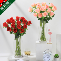 Simulation rose bouquet indoor silk flowers fake flowers plastic flowers Living room decorative flowers Single ornaments flower arrangement Floral decoration