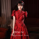 Toast dress bride 2022 new wine red engagement dress cheongsam back door temperament dress skirt female small