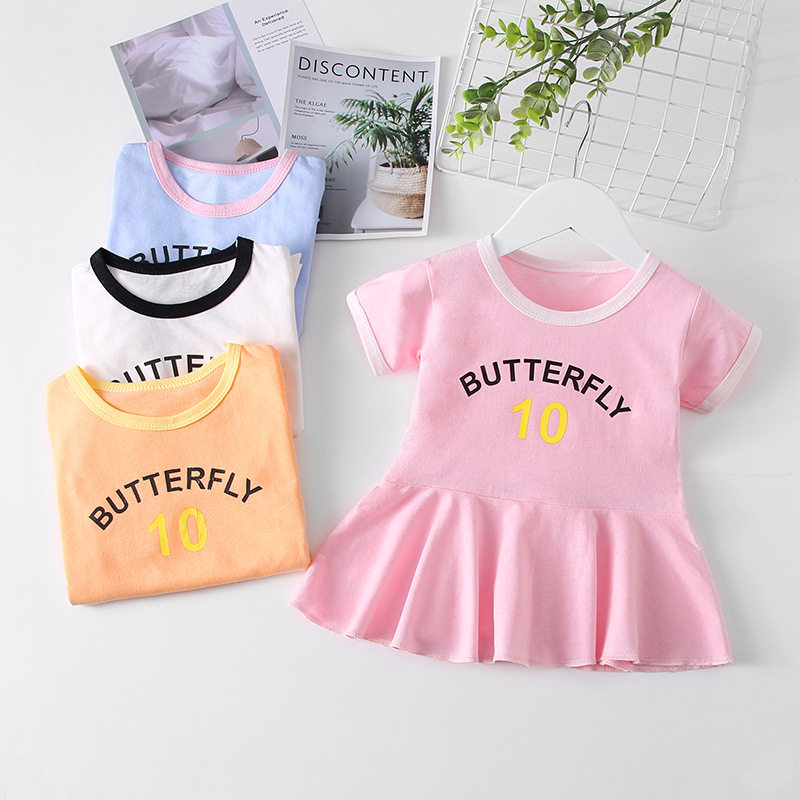Summer new girls short sleeve dress baby T-shirt princess skirt baby skirt casual cute nightgown