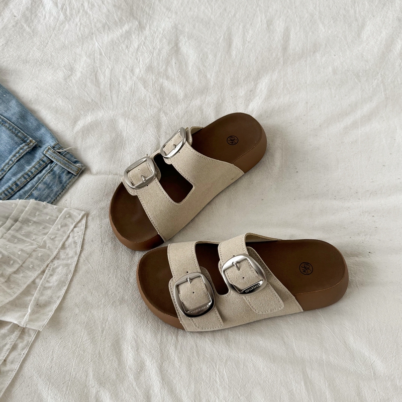 Xishu Retro Thick-Soled Slide Sandals for Women, Summer 2026 New Versatile Birkenstock-Style Beach Sandals